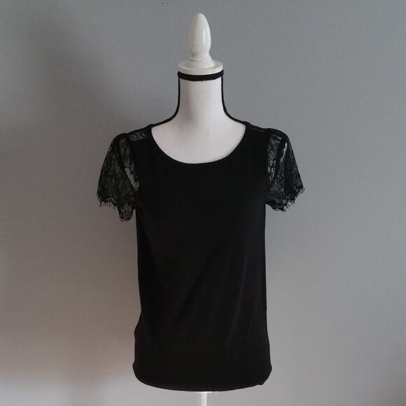 LOFT Tops - Ann Taylor LOFT Lace Sleeved Knit Top Size S Pet